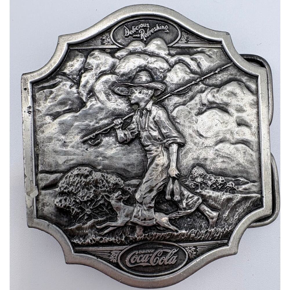 Vintage Coca-Cola Silver-tone Belt Buckle by Bergamot